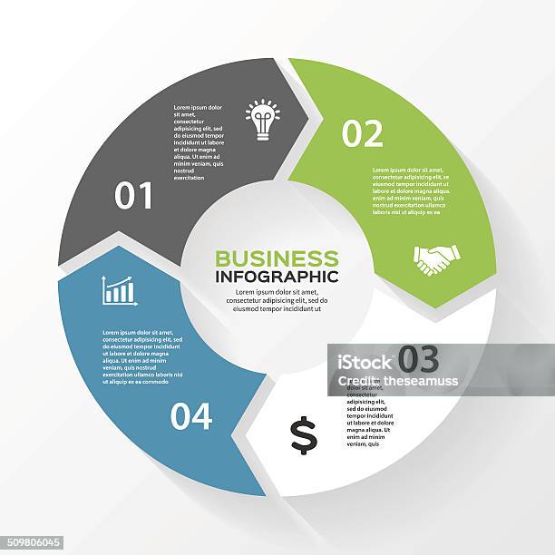 Vector Circle Arrows For Infographic Stock Illustration - Download Image Now - Number 4, Four Objects, Circle