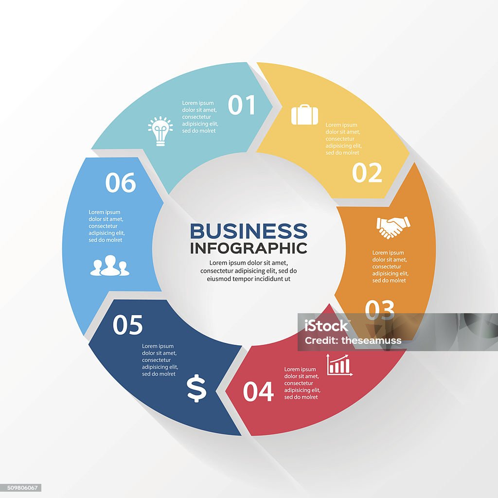 Vektor-Kreis Pfeile für Infografik. - Lizenzfrei Zahl 6 Vektorgrafik