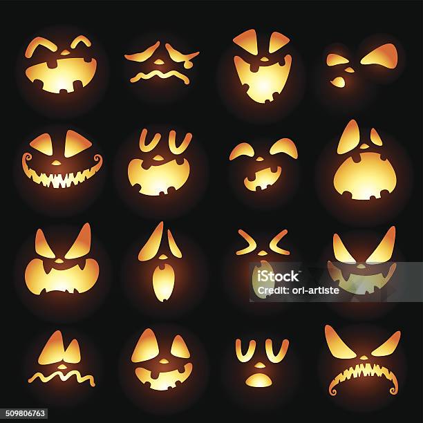 Jack O Lantern Faces Stock Illustration - Download Image Now - Anger, Autumn, Celebration