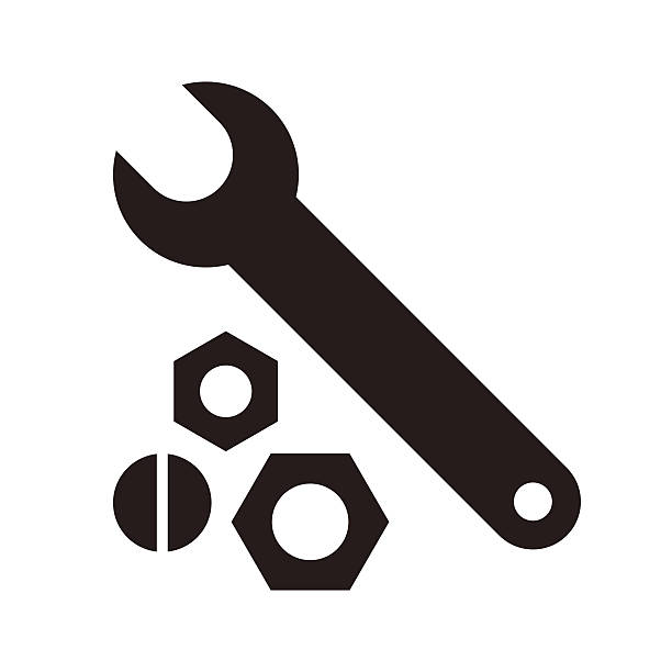 illustrations, cliparts, dessins animés et icônes de clé, noix et boulon icône - screw wrench