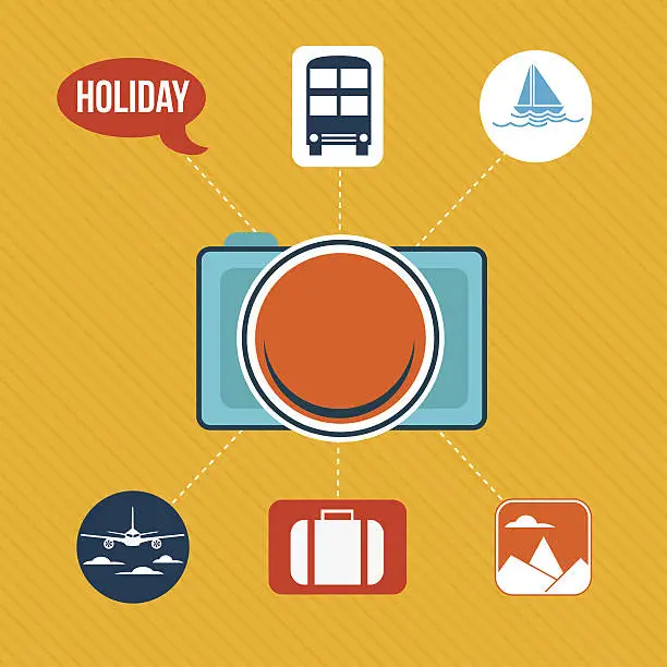 Vector illustration of Set of flat design concept icons for holiday and travel