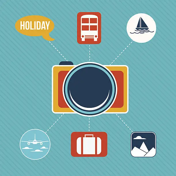 Vector illustration of Set of flat design concept icons for holiday and travel