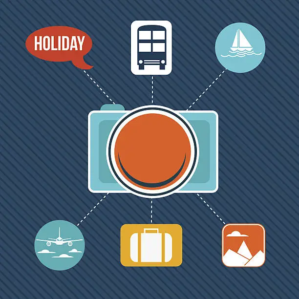 Vector illustration of Set of flat design concept icons for holiday and travel