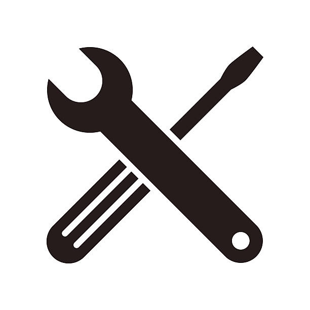 symbol für schraubenschlüssel und schraubendreher - adjustable wrench wrench isolated work tool stock-grafiken, -clipart, -cartoons und -symbole