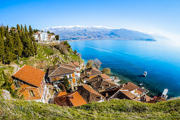 Aerial View over Ohrid Aerial View over Ohrid north macedonia stock pictures, royalty-free photos & images