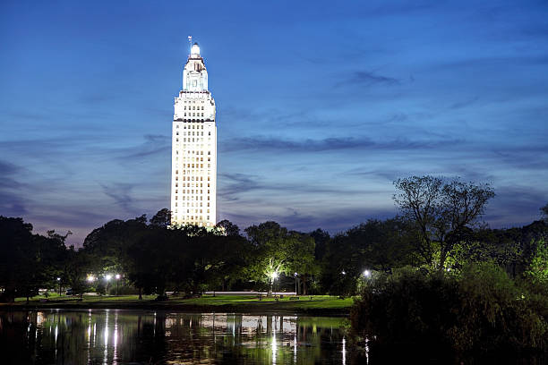 Louisiana State Capitol Louisiana State Capitol is the seat of government for the U.S. state of Louisiana and is located in downtown Baton Rouge. Baton Rouge  is the second largest city in louisiana located on the banks of the Mississippi River. Baton Rouge is known for its Southern lifestyle, historic sites, bar and restaurant environment baton rouge stock pictures, royalty-free photos & images