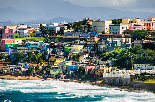 Colors of San Juan Bright, pastel colors of  houses in  a neighborhood of San Juan, Puerto Rico puerto rican culture stock pictures, royalty-free photos & images