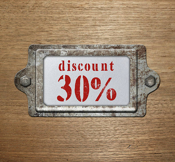 Metal label holder thirty percent discount stock photo