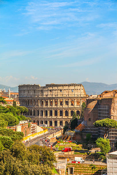 View of Colosseum in distance, Rome stock photo