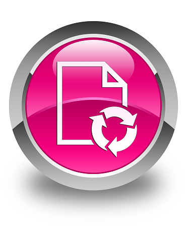 Document process icon glossy pink round button