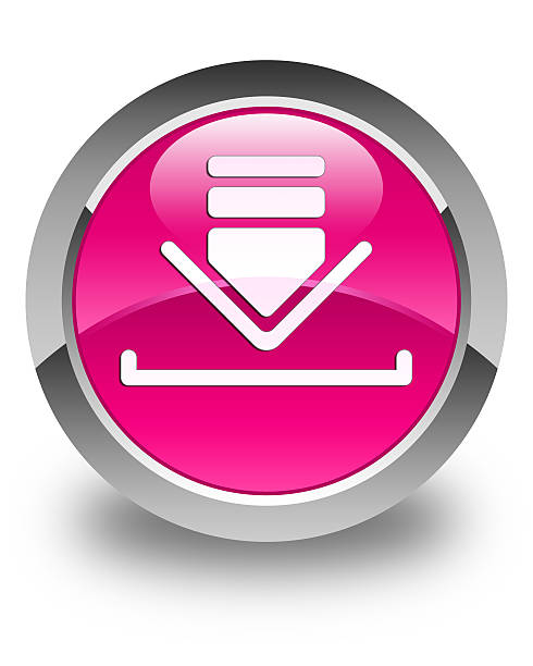 Download icon glossy pink round button