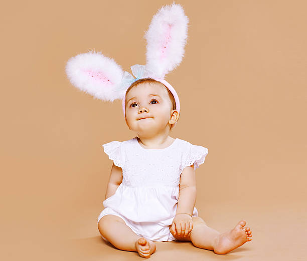 istock Sweet cute baby in costume easter bunny 509824075