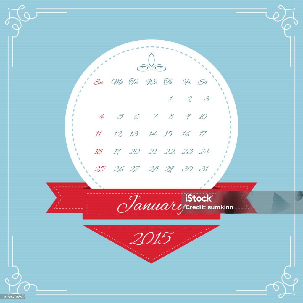 Calendar for 2015. Calendar for 2015. Round Vintage banners with ribbon for month and swirl elements and Vintage frame. vector 2015 stock vector