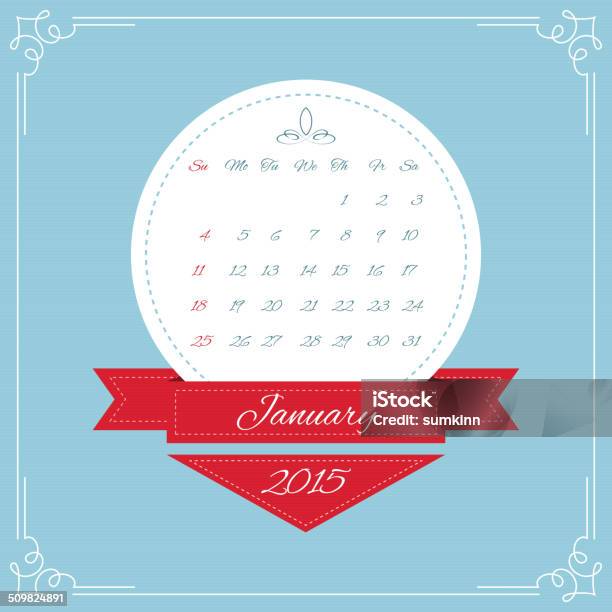 Calendar For 2015 Stock Illustration - Download Image Now - 2015, Backgrounds, Border - Frame