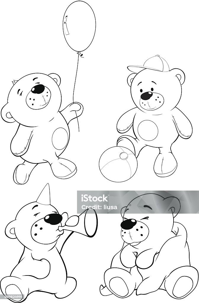 set of bears coloring book EPS8. All path are closed. One layer. No transparency Animal stock vector