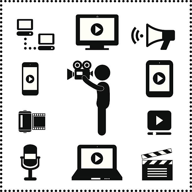 ilustrações, clipart, desenhos animados e ícones de símbolo de mídia - stock certificate audio