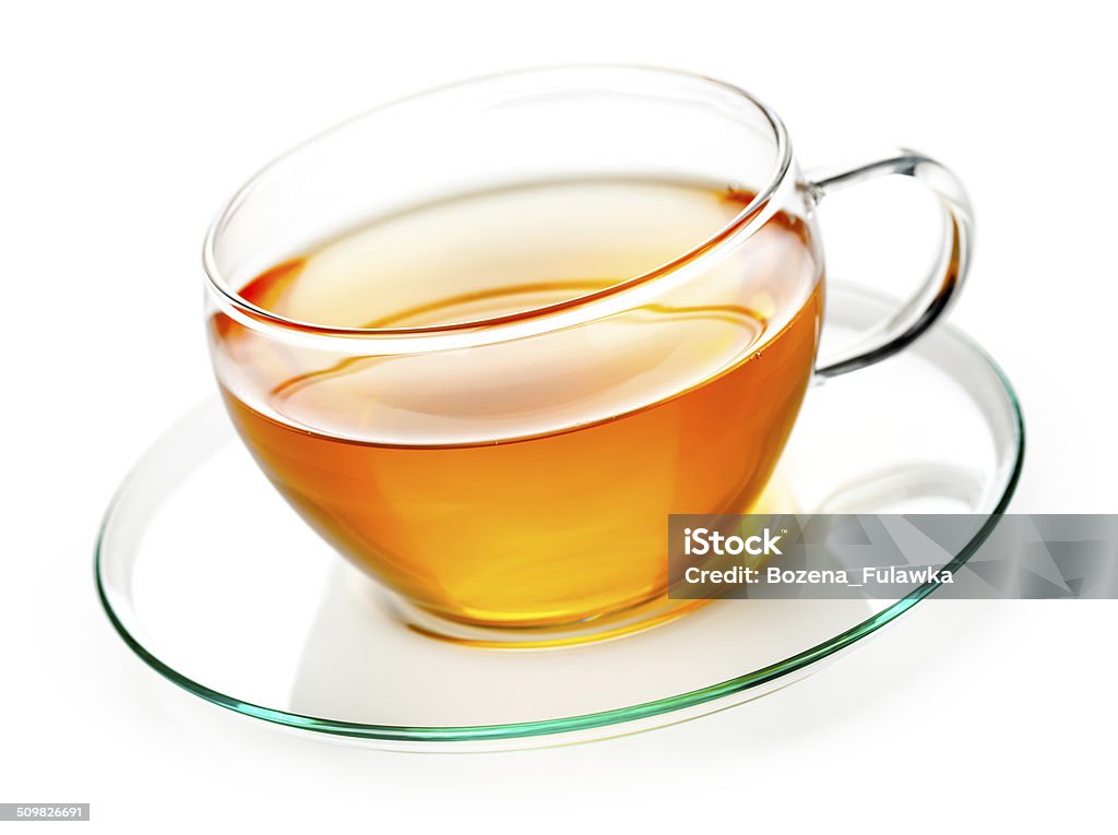 Tea Tea in glass cup on white background Black Tea Stock Photo
