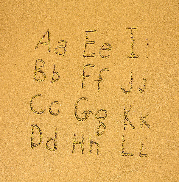 istock Alphabet (A-L) written on a sand beach. 509829845