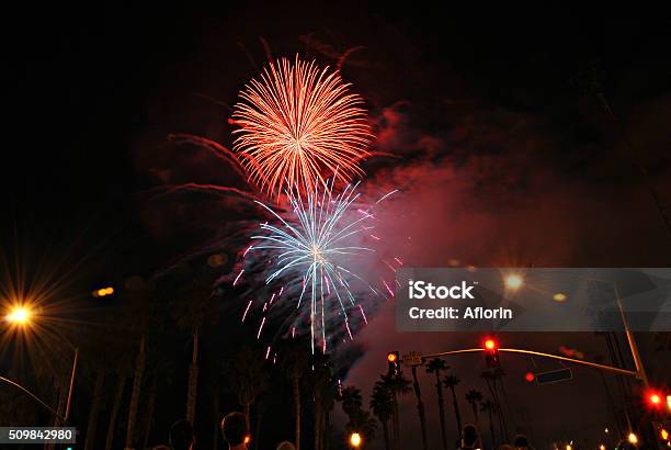 People Watching A Fireworks Show Stock Photo - Download Image Now - 12 O'Clock, Adult, Arts Culture and Entertainment