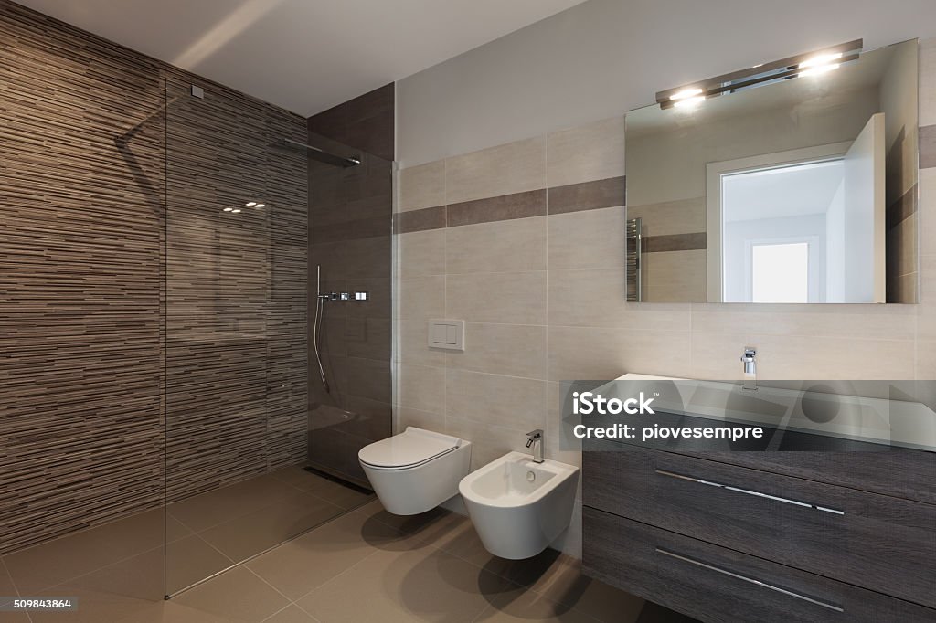 modern bathroom with shower interior of new apartment, modern bathroom with shower Shower Stock Photo