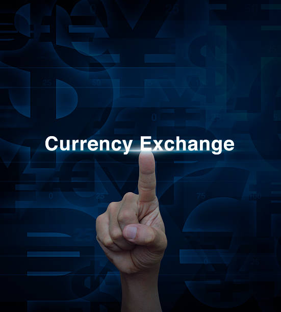 istock Hand pressing dollar currency exchange word on blue currency background 509845158
