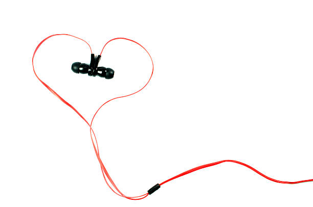 istock red earphone in heart shape symbol and spacing for caption 509846466