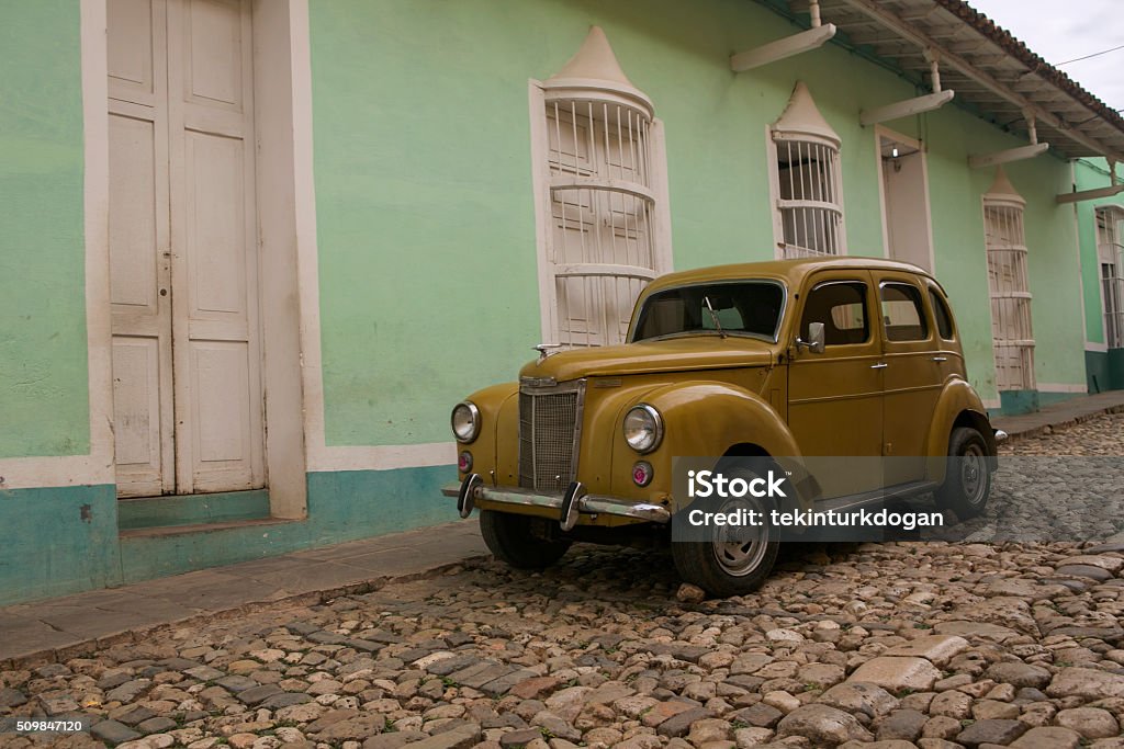 old historical american car at street of trinidad cuba Antique Stock Photo