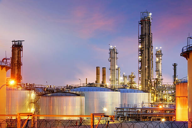 Oil refinery at twilight