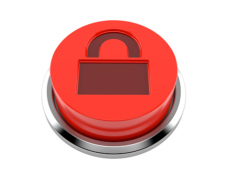 Button with padlock logo isolated on white background