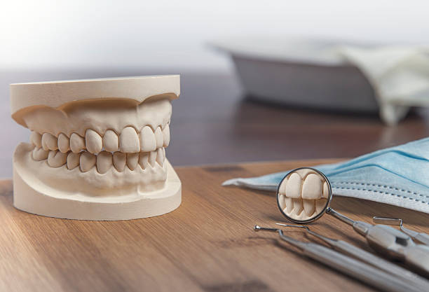 istock Dental mold and orthodontic tools close up 509850632