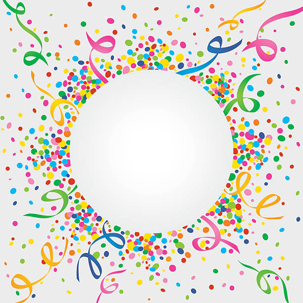 Carnival around the world White background of carnival with many confetti and streamers streamers and confetti stock illustrations