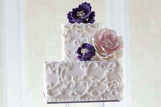 istock Beautiful white wedding cake with floral decoration 509855702