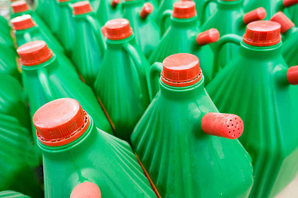 istock Green plastic bottles with non freezing cleaning liquid 509856400