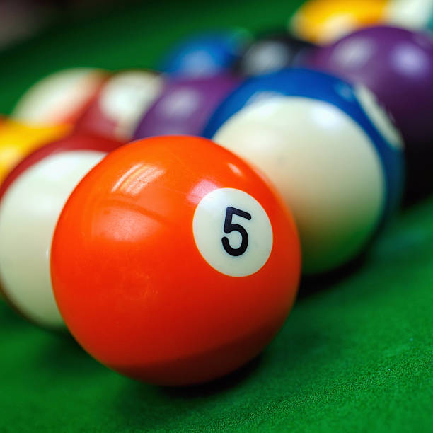 istock billiard balls on a green pool table, closeup 509857584