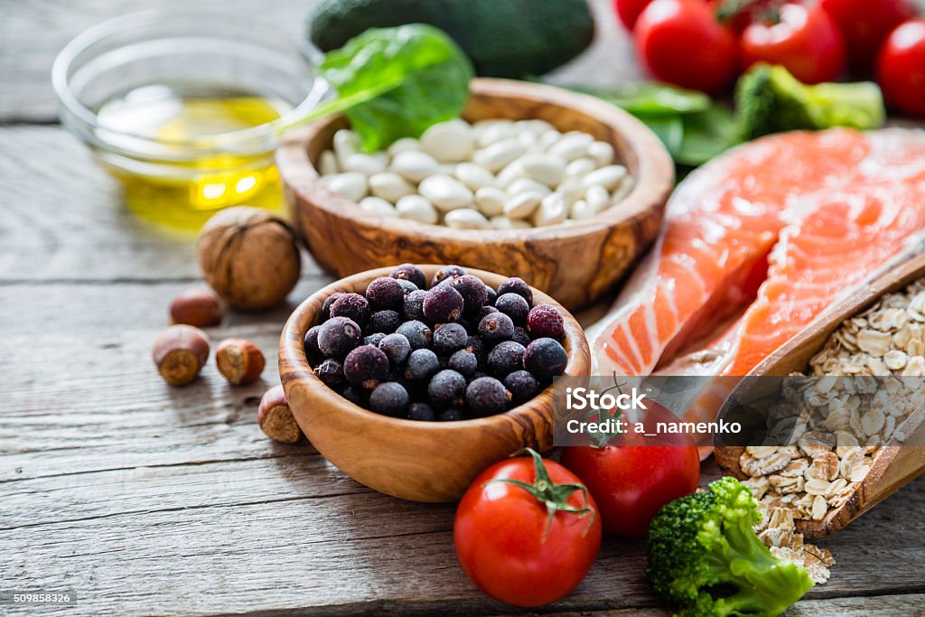 Auswahl an Speisen, das ist gut für das Herz - Lizenzfrei Gesunde Ernährung Stock-Foto