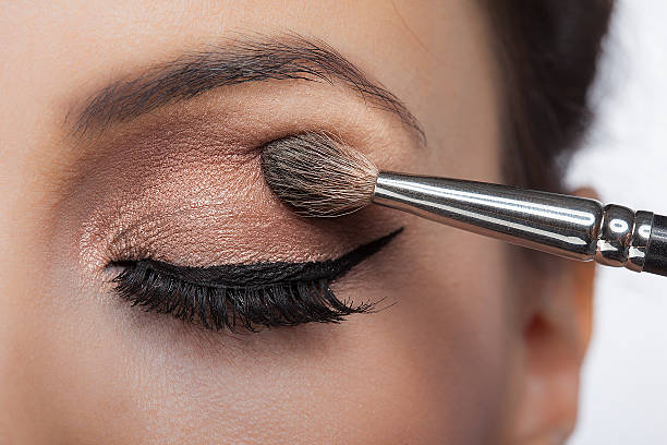 istock Makeup close-up. Eyebrow makeup, long eyelashes, brush. 509858484