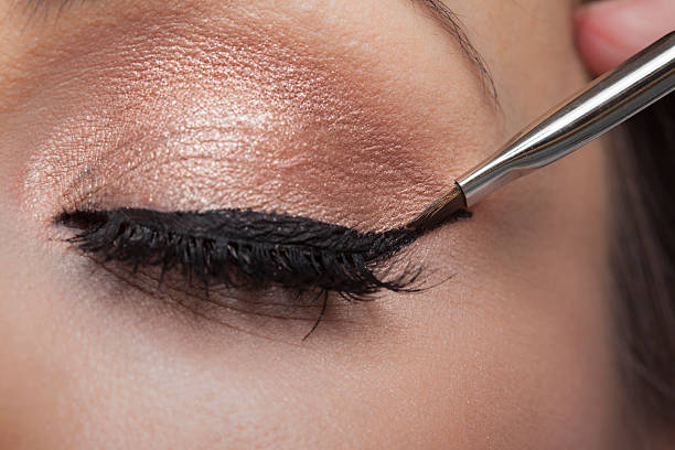 istock Makeup close-up. Eyebrow makeup, long eyelashes, brush. 509858524