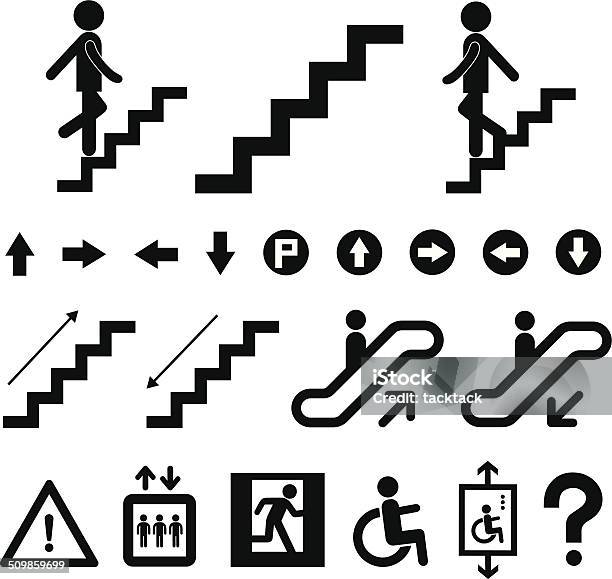 Staircase Symbol Set Stock Illustration - Download Image Now - Staircase, Icon Symbol, Steps