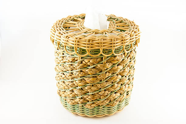 istock Tissue paper in Basket box on white background 509859795
