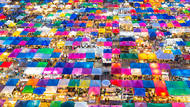 istock Top view colours full weekend market 509860448