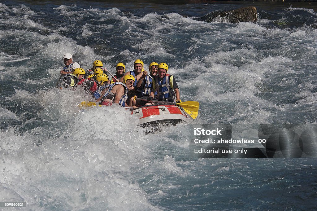 Rafting, Turkey Antalya, Turkey - October 15, 2013: A group of people rafting on the Koprucay in Turkey White Water Rafting Stock Photo