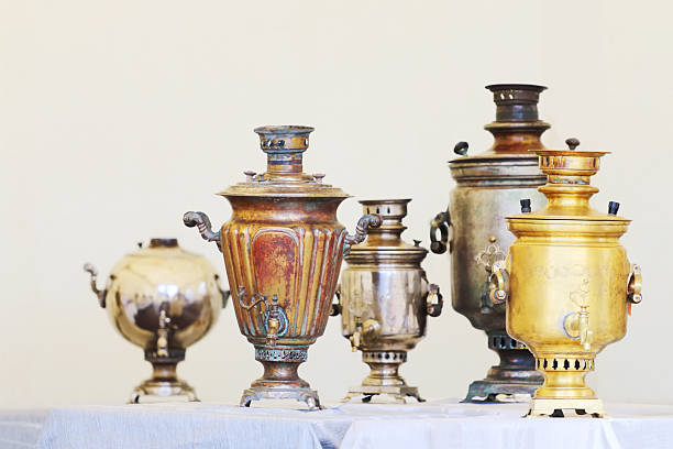 istock Five Russian samovars of different shapes 509860562