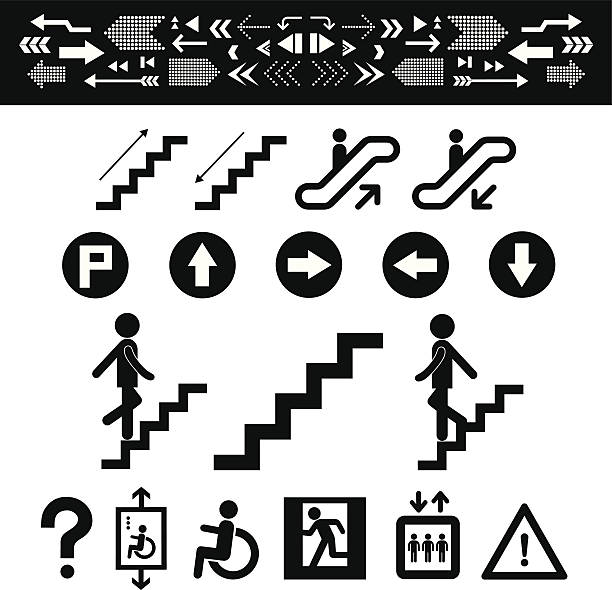 treppe symbol set - escalator staircase steps moving up stock-grafiken, -clipart, -cartoons und -symbole