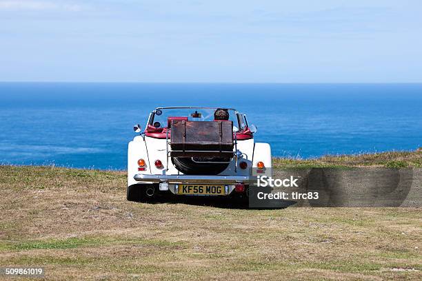 Man In White Convertible On Welsh Headland Coast Stock Photo - Download Image Now - Aberdaron, Adult, Blue