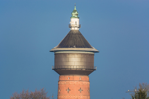 Water tower with the Old Lake of Tata, Hungary