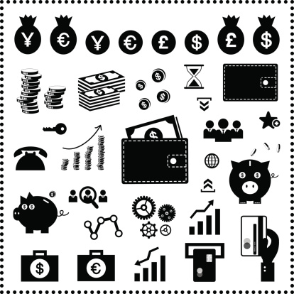 money and financial icon set  on white background