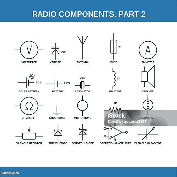 Designation Of Components In The Wiring Diagram Stock Illustration - Download Image Now - Circuit Board, Diagram, Symbol