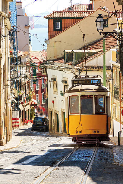 istock Lisbon street yellow tram 509862135