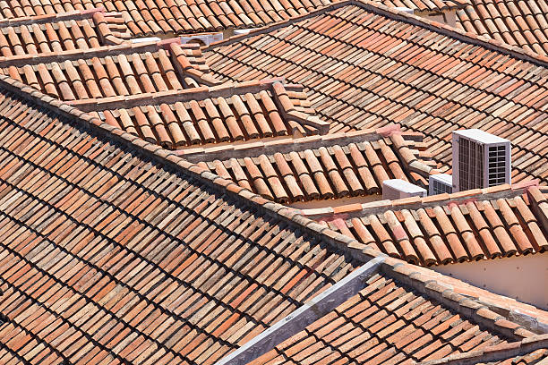 istock Aerial view of red tile roofs 509862729