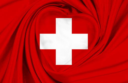 Switzerland flag, three dimensional render, satin texture